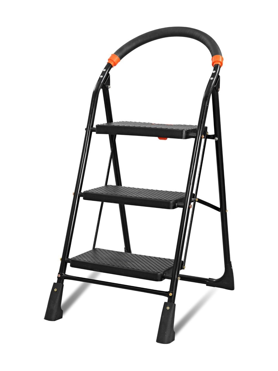 Homlix Black Textured 3-Step Foldable Step Ladder