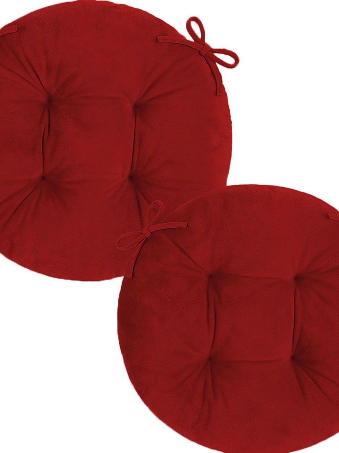 DADDY COOL Set of 2 Velvet Maroon Round Ultra-Thick Long-Lasting Soft Chair Cushions-picture-19