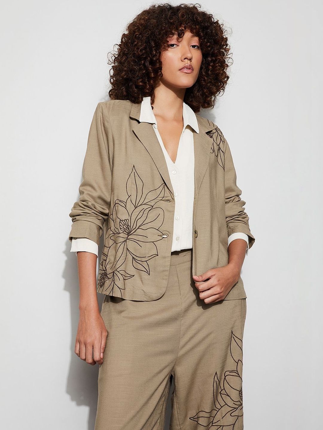 CODE by Lifestyle Embroidered Lapel Collar Blazer-image-12