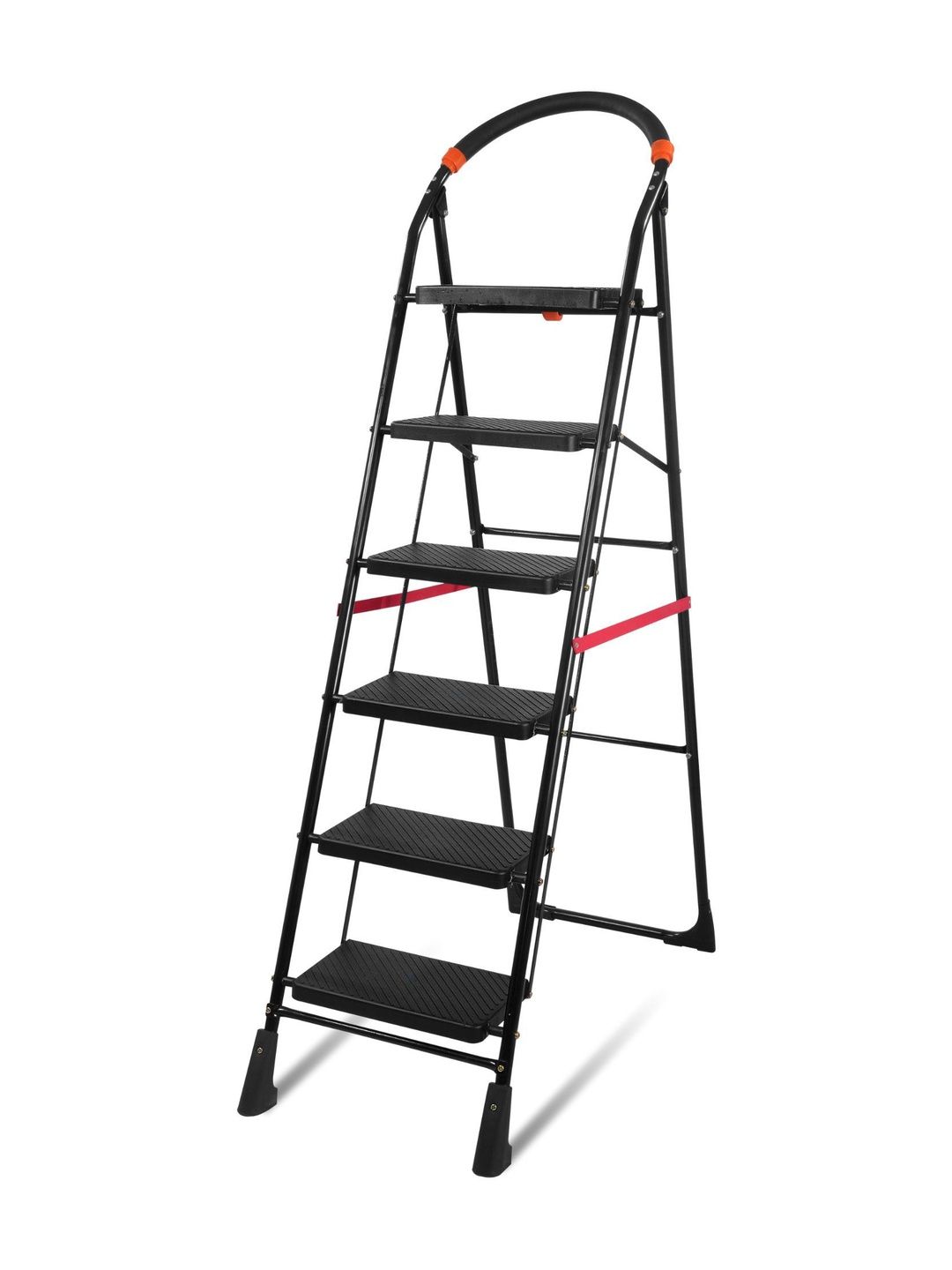 Homlix Red & Black Textured 6-Step Foldable Step Ladder