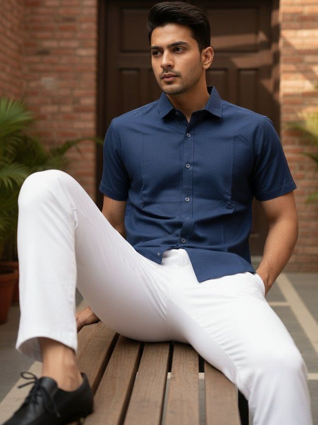 The Roadster Lifestyle Co Pure Cotton Spread Collar Shirt-picture-18