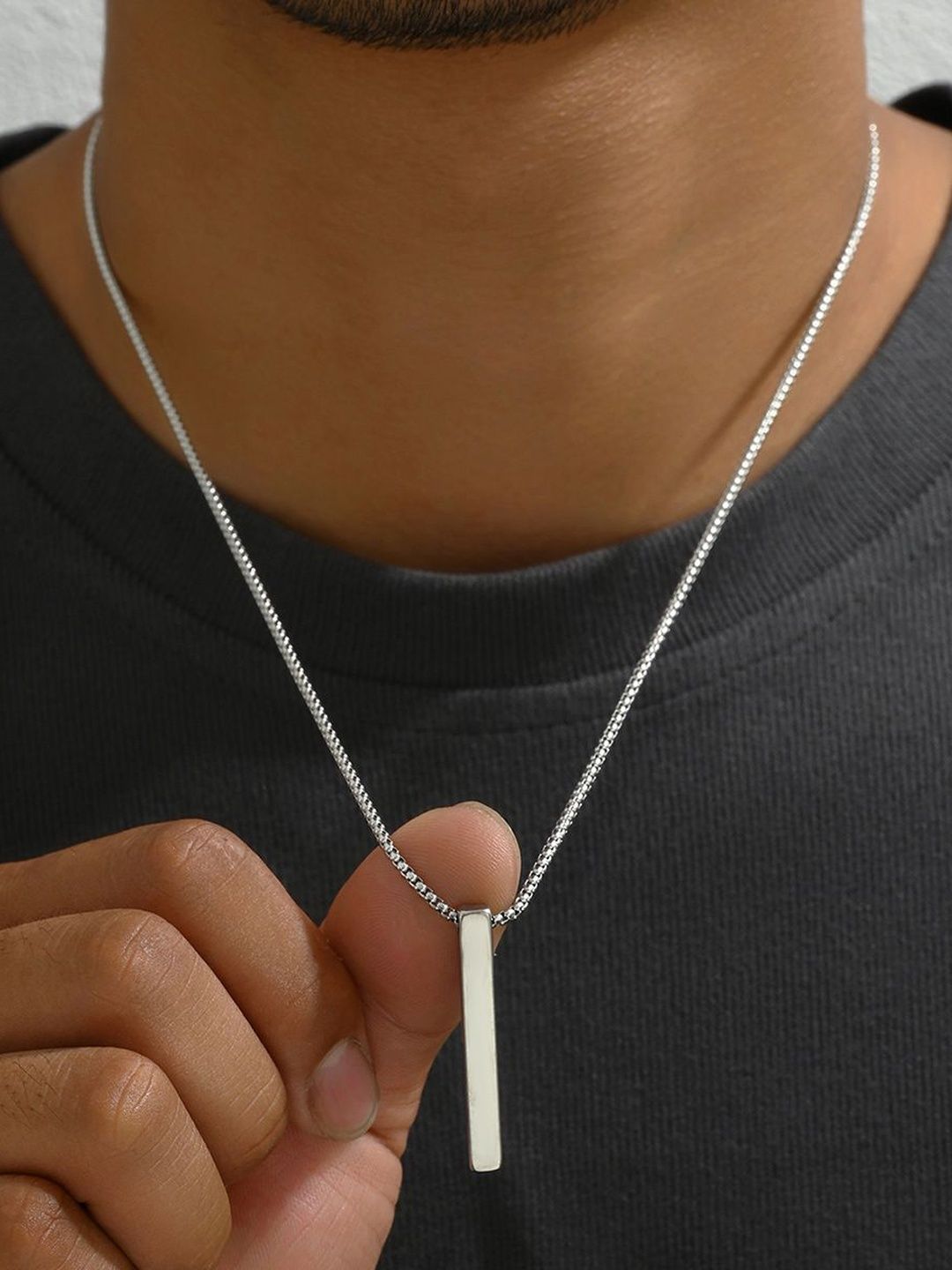 Roadster Silver-Plated Geometric Pendants with Chains-picture-16