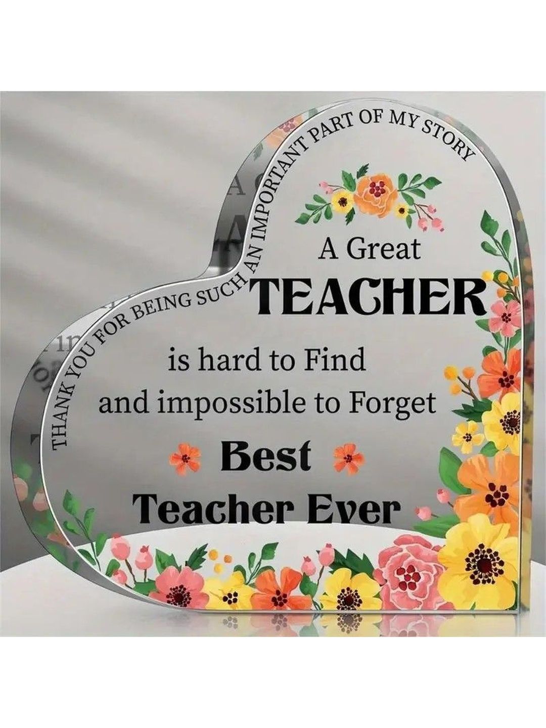 BS AMOR Teacher Appreciation Gift Floral Heart Elegant Desk Decor for Teachers-picture-43