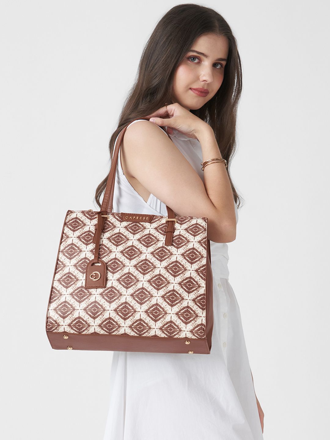 Caprese Abstract Printed Structured Satchel Bag With Detachable Sling Strap-picture-10