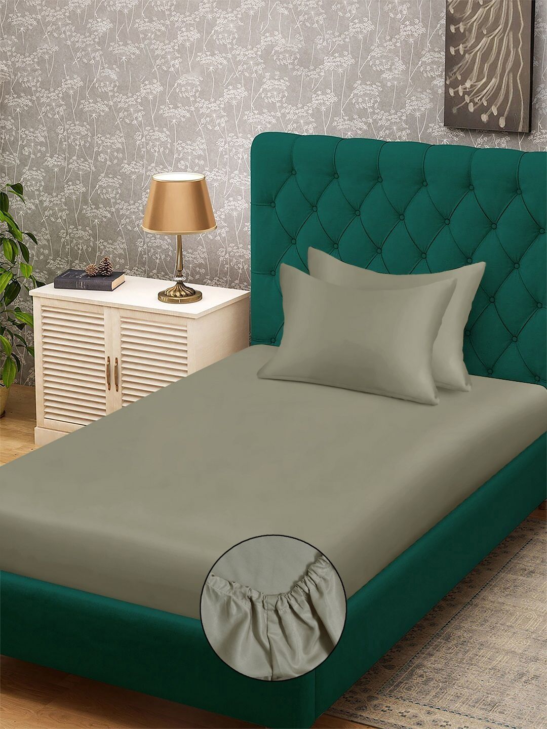 KLOTTHE Brown 300 TC Single Bedsheet With 2 Pillow Covers- 2.25 m x 1.5 m-picture-30