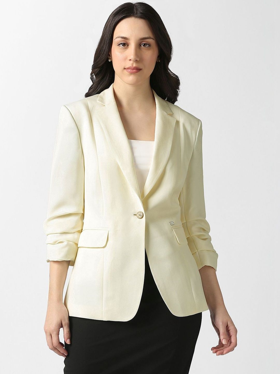 van heusen woman Van Heusen Women Solid Regular Fit Notched Lapel Single-Breasted Formal Blazers-picture-33
