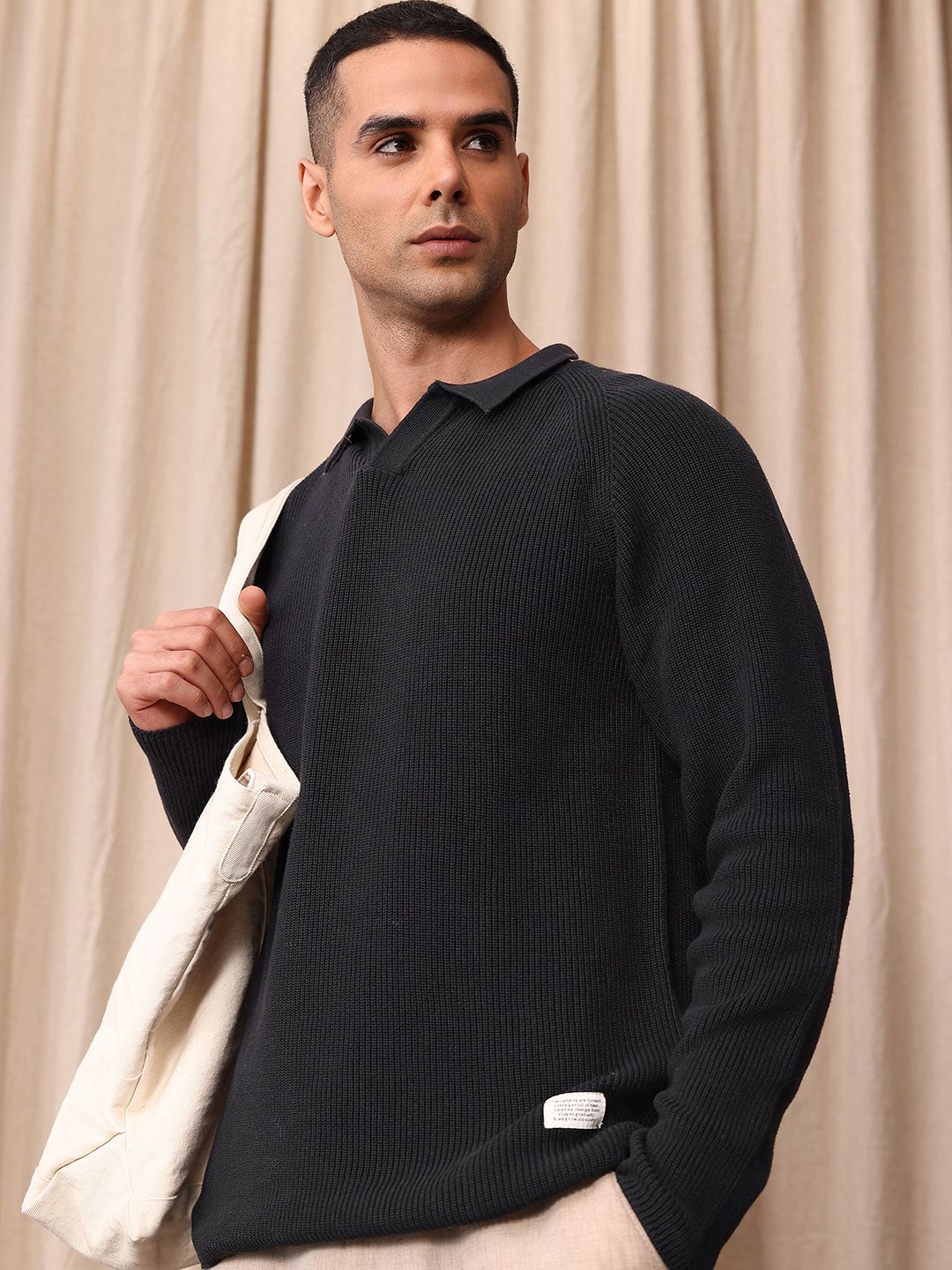Mr Bowerbird Tailored Fit Shirt Collar Ribbed Pullover Sweater-picture-36