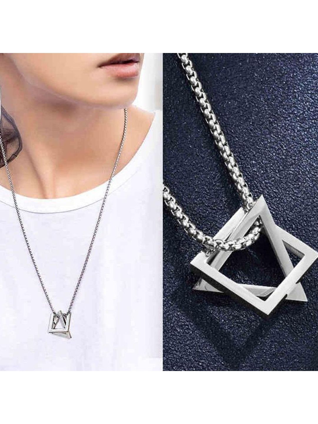 Roadster Silver-Plated Geometric Pendants with Chains-picture-48
