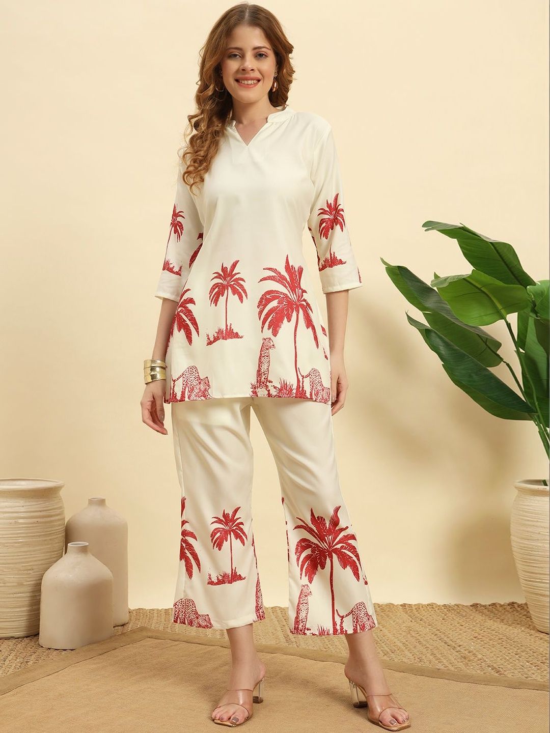 NE STYLE Printed V-Neck TTunic & Trousers Co-Ords-picture-25