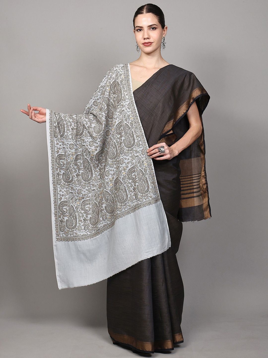 Exotic India Floral Embroidered Shawl-picture-16