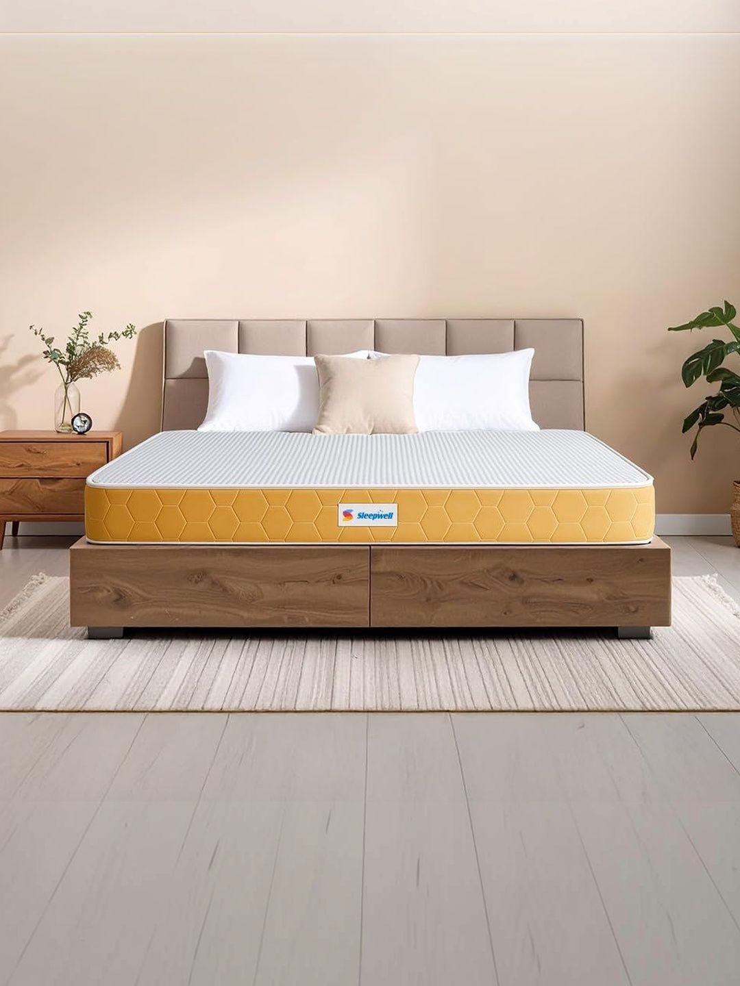 Sleepwell Orange-Colored & White Quilted Orthopedic Dual Reversible King Size Mattress