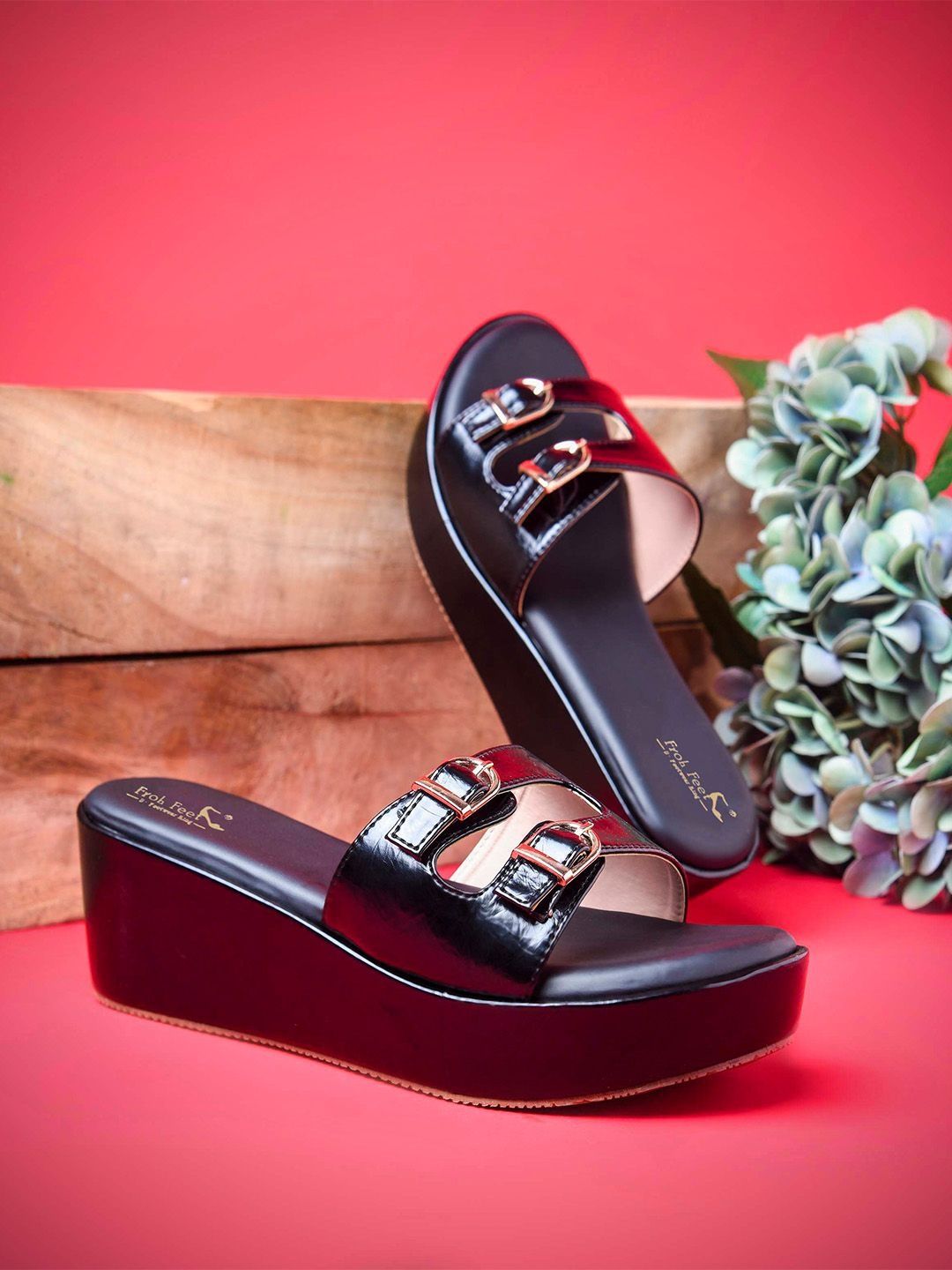 Froh Feet Textured Wedge Sandals with Buckles-picture-21