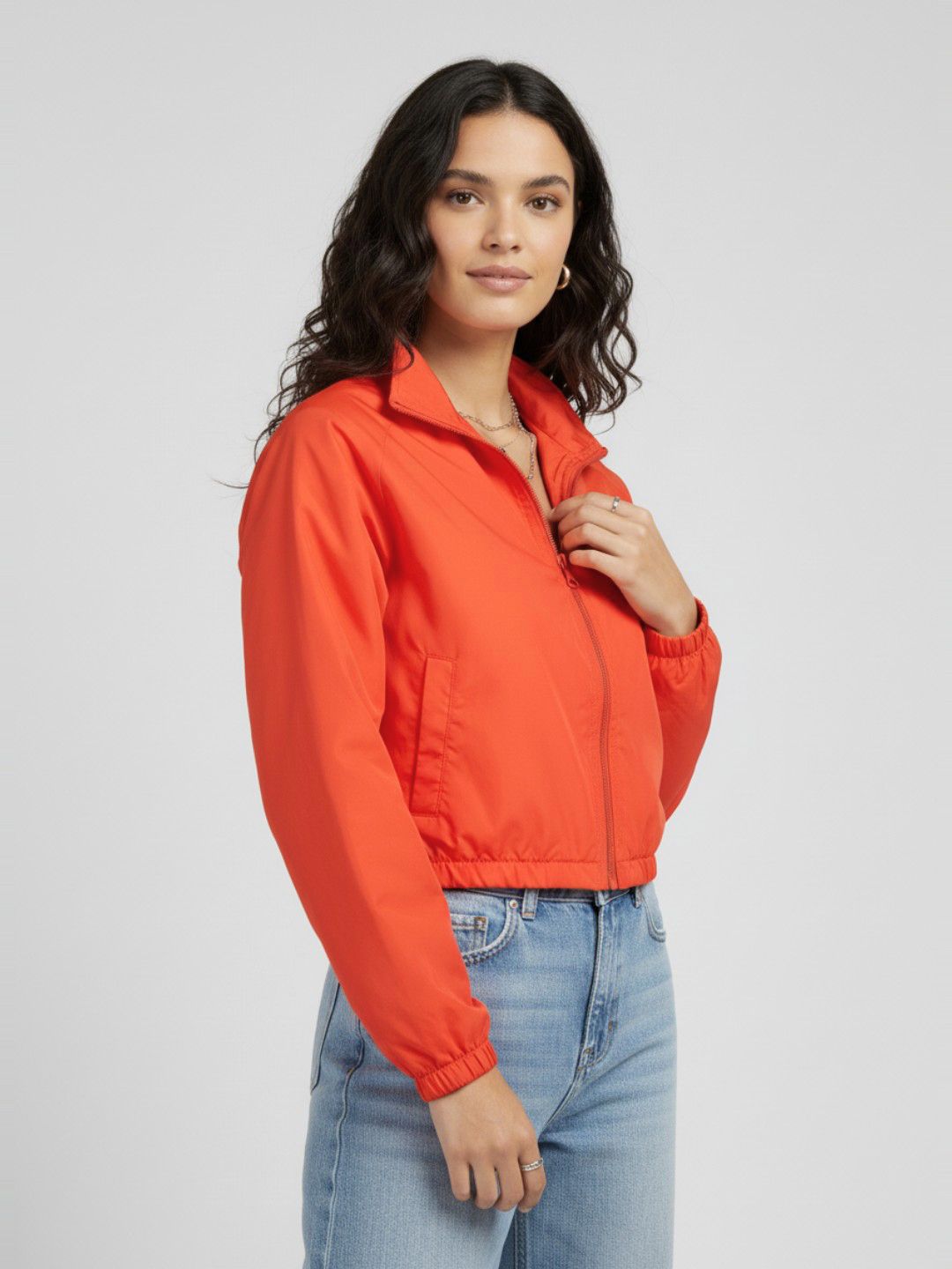 glitchez Mock Collar Raglan Sleeves Relaxed Crop Jacket-picture-42