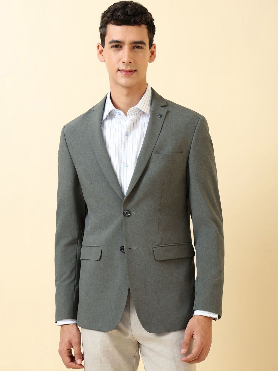 Allen Solly Textured Single-Breasted Slim Fit Blazer-picture-31
