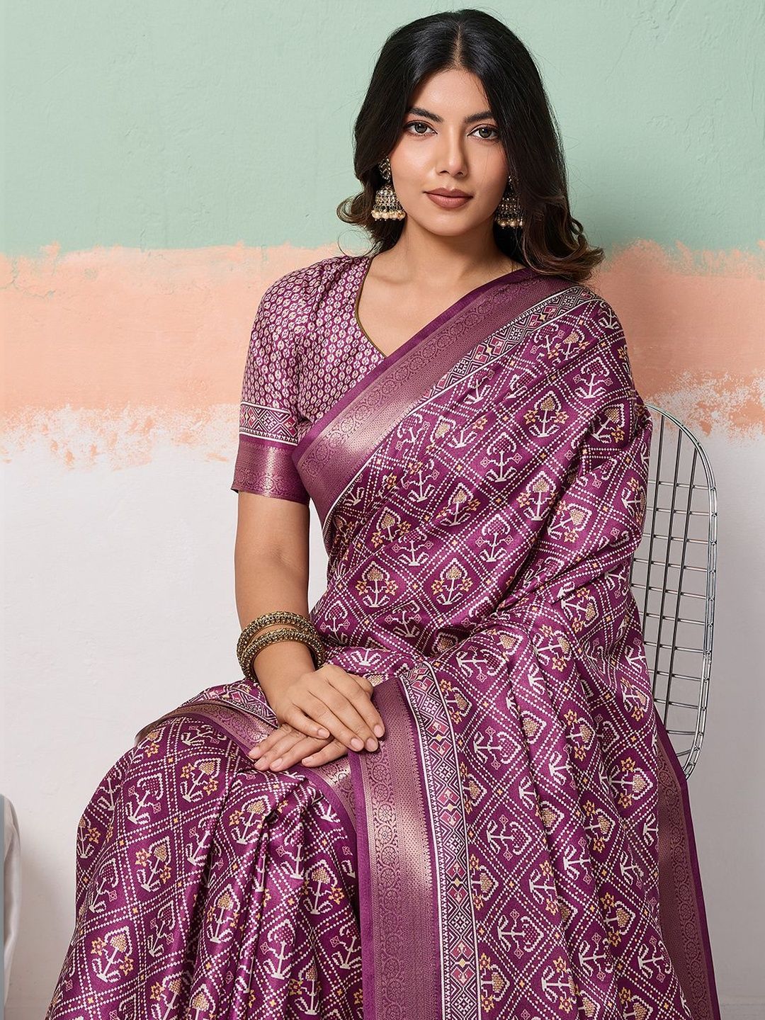 PBS PRINTS Woven Design Zari Silk Blend Patola Saree-picture-23