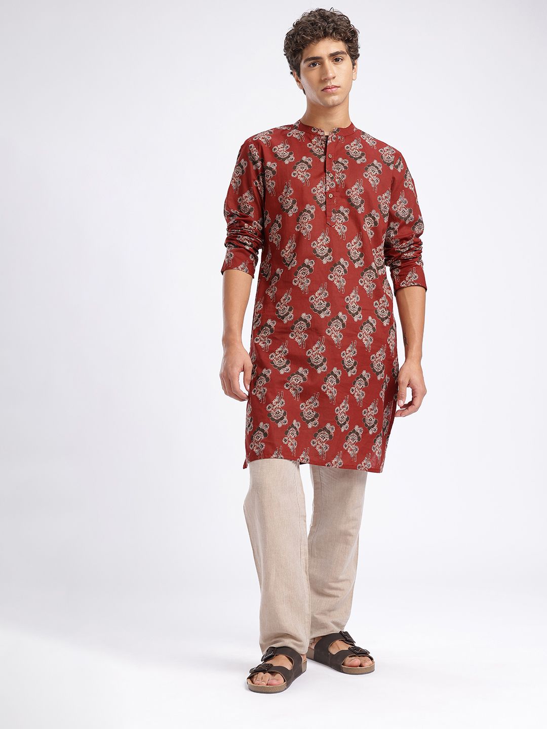 Anouk Rustic Indie Floral Printed Mandarin Collar Straight Kurta-picture-31