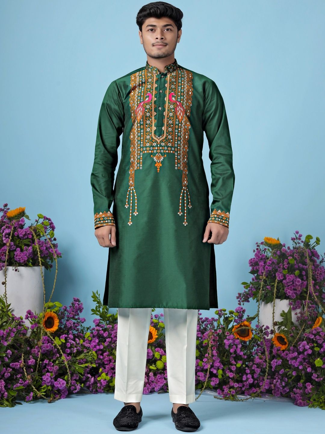 House Of Sanskruti Men Jacquard Kurta