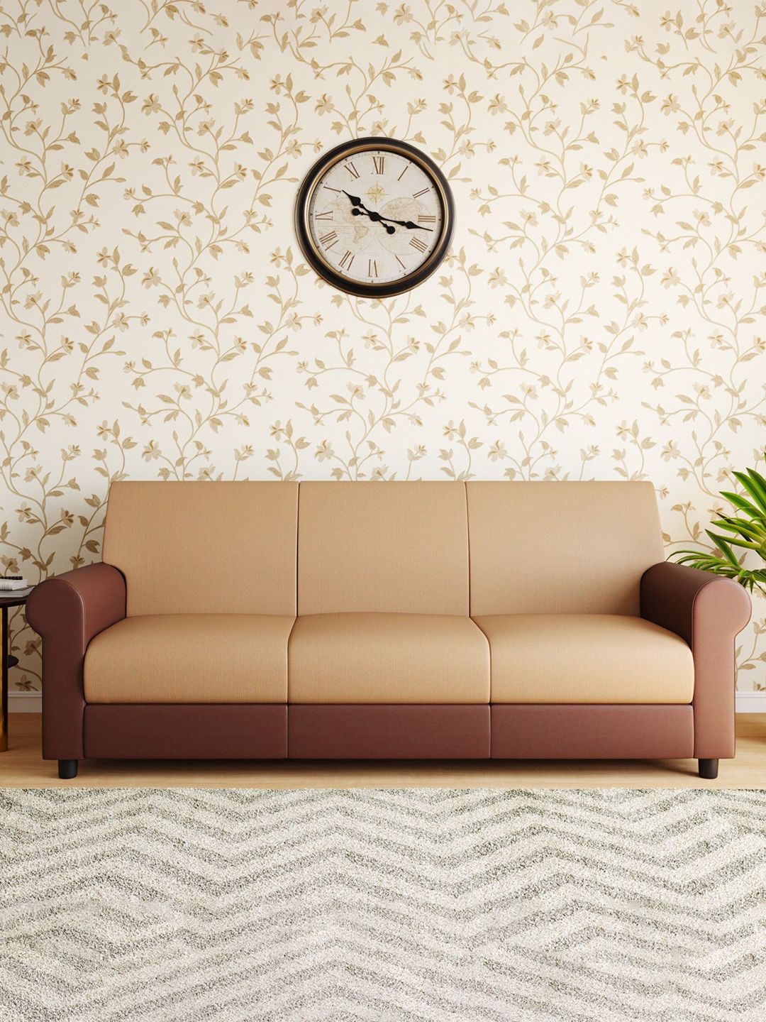 Westido Brown Wooden 3 Seater Sofa-image-21