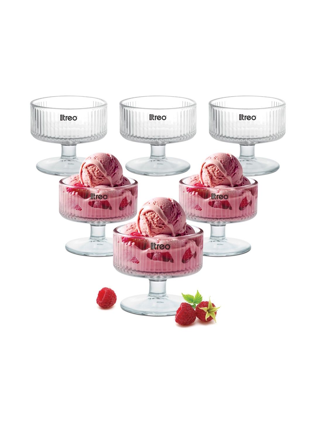 Treo Elix Transparent Glass Dessert Bowl Set Wide Mouth Serving Bowl 180 ml-picture-26