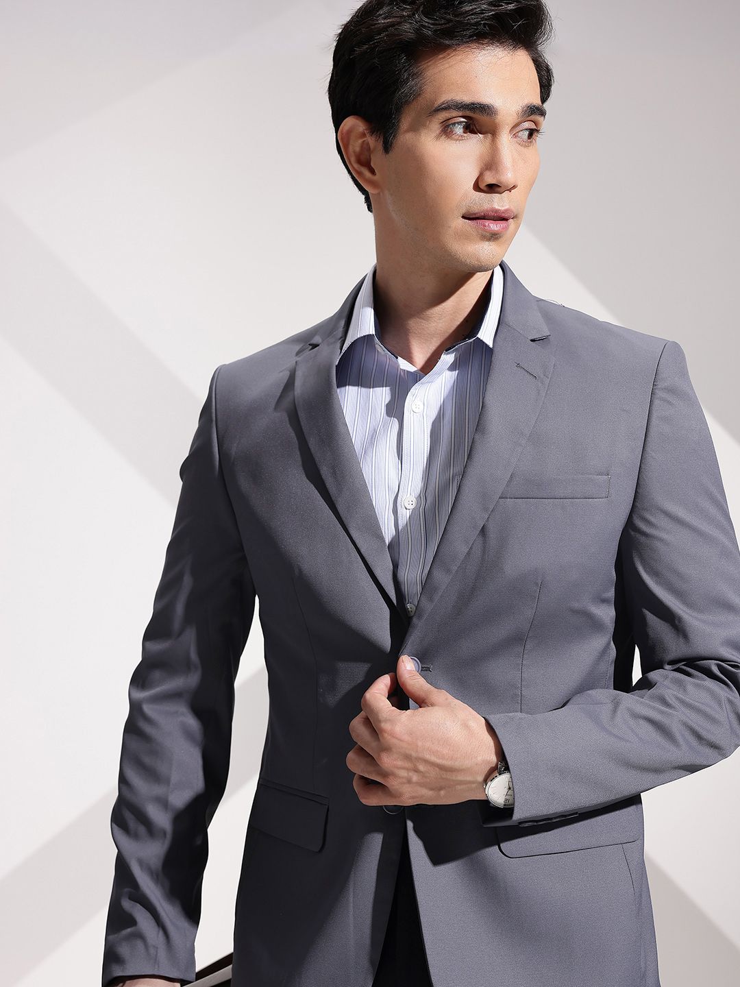 INVICTUS Self-Design Notched Lapel Slim Fit Single Breasted Formal Blazer-picture-27
