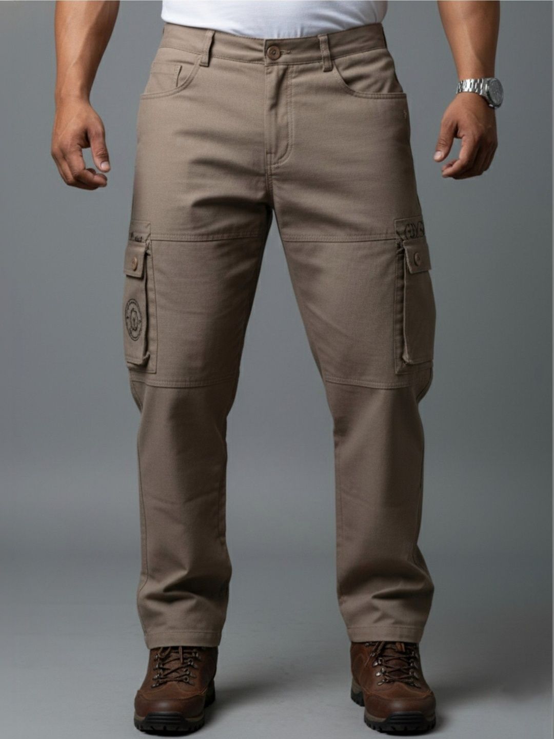 SANDPIPER Men Mid-Rise Relaxed-Fit Cargo Trousers-picture-25