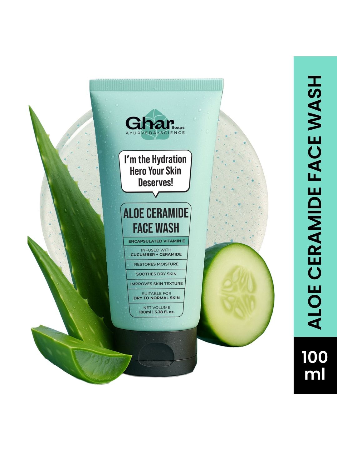 GHAR SOAPS Aloe-Ceramide Hydrating Face Wash - 100 ml-picture-18