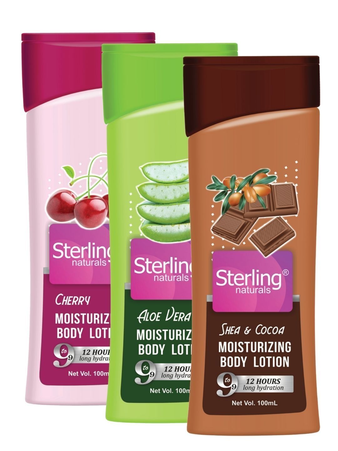 Sterling Naturals 3Pc Cherry Chocolate & Aloe Vera Moisturising Body Lotion -100 ml Each-image-15