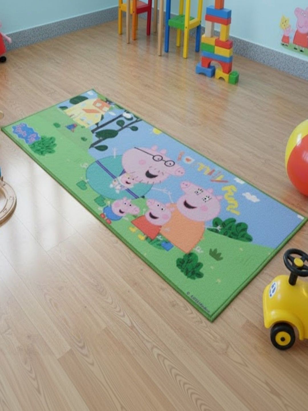 Athom Living Peppa Pig Family Cartoon Characters Anti-Skid Nylon Carpet