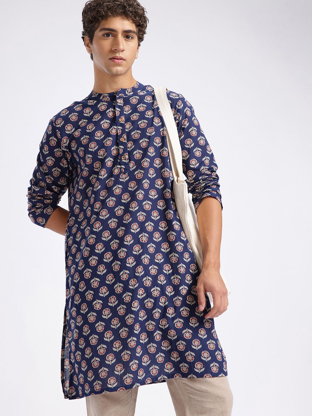 Anouk Rustic Indie Floral Printed Mandarin Collar Straight Kurta-picture-33