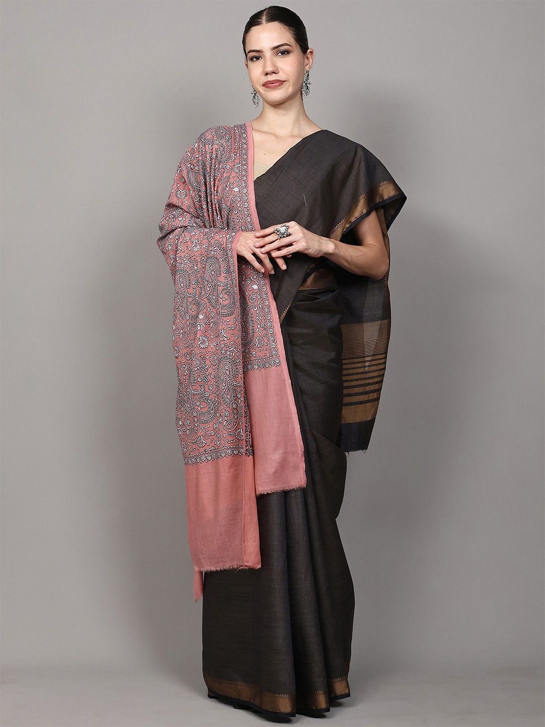 Exotic India Floral Embroidered Shawl-picture-24