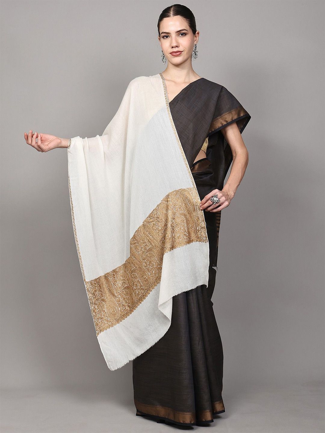 Exotic India Paisley Embroidered Shawl-image-39