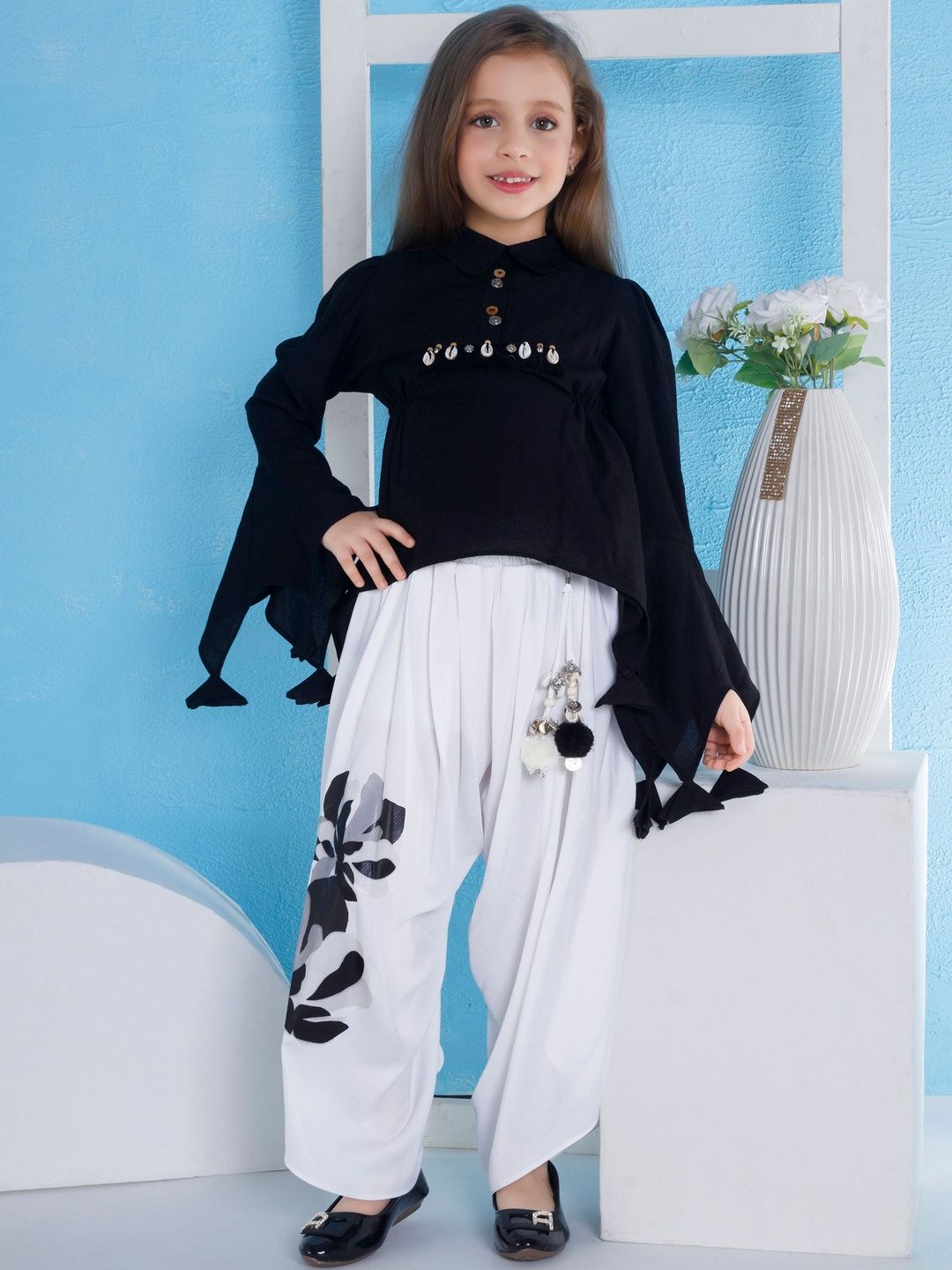 Peppermint Girls Embellished Top with Dhoti Pants-image-48