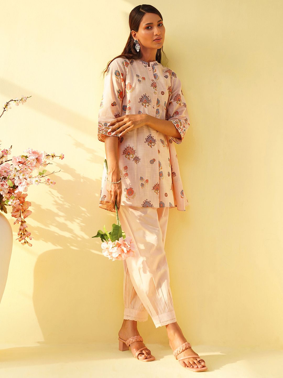 JAYPORE Women Mandarin Collar Floral Printed Tunic-picture-16