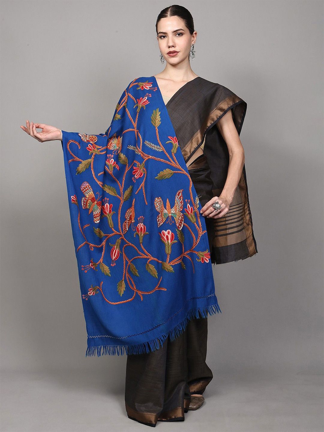 Exotic India Floral Embroidered Shawl-picture-18