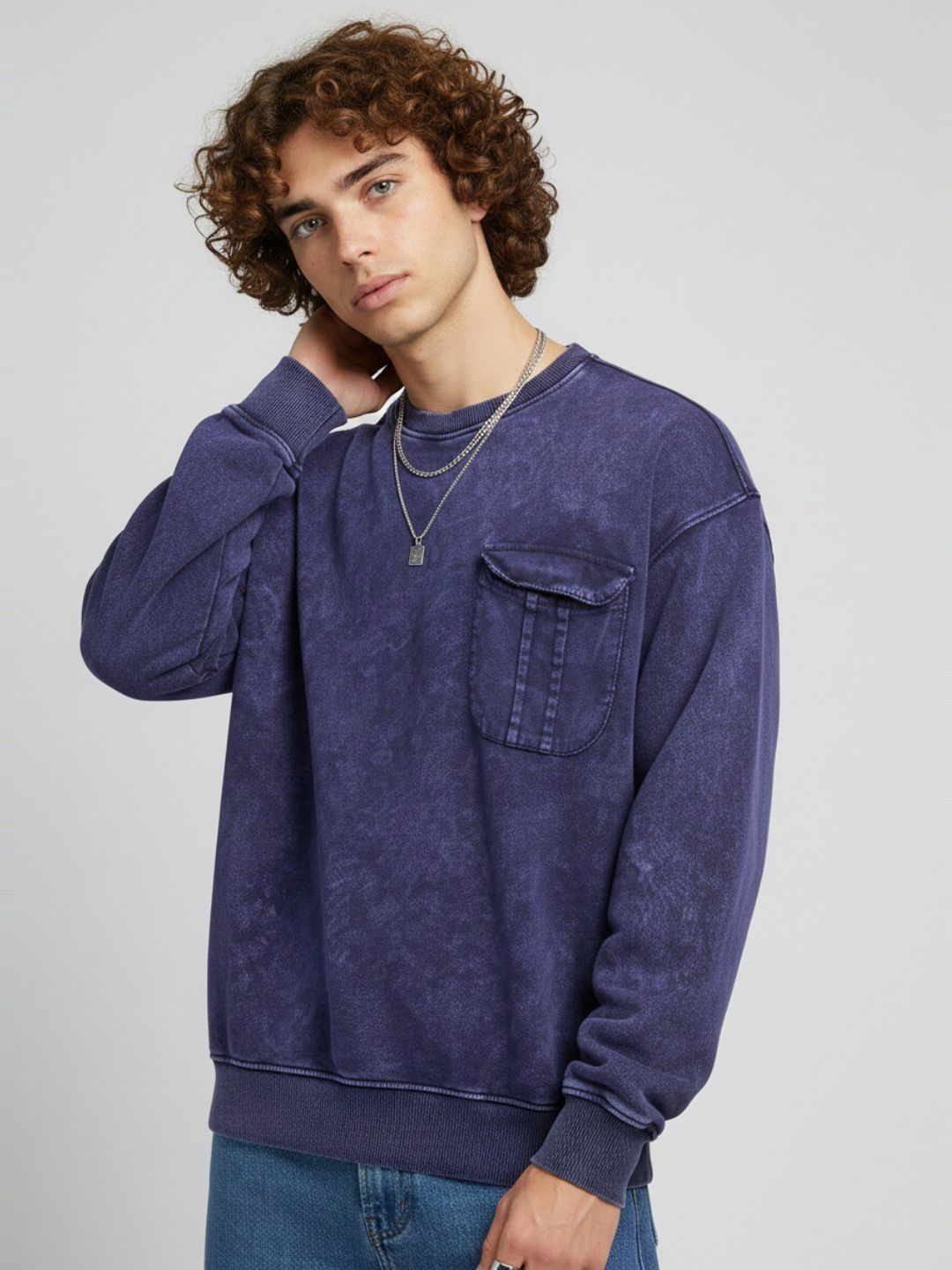 glitchez Washed Effect Terry Oversized Pure Cotton Pullover with Flap Chest Pocket-picture-18