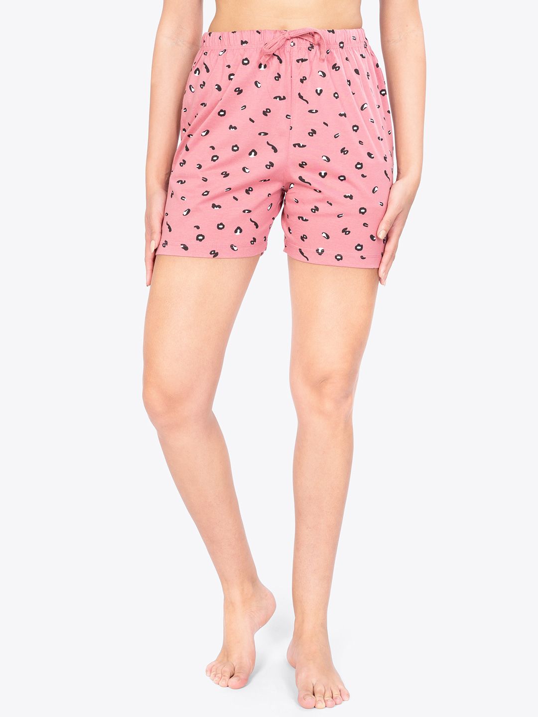 ariel Women Abstract Printed Mid-Rise Pure Cotton Lounge Shorts-image-17