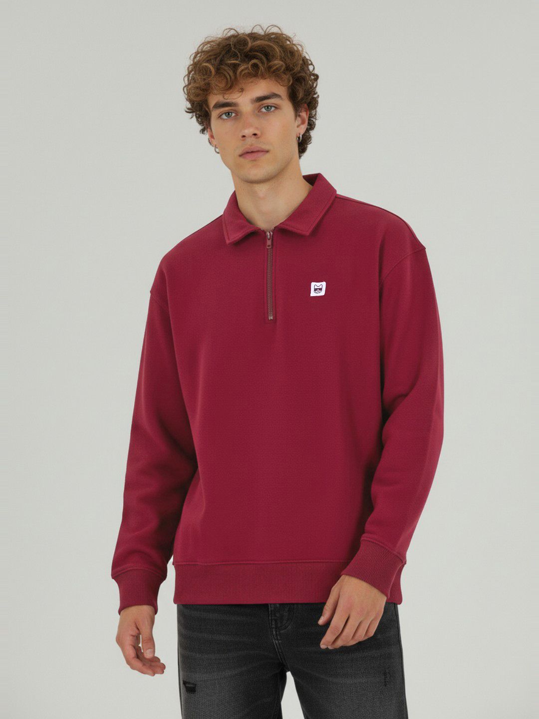 glitchez Polo Collar Relaxed Fit Pullover-picture-26