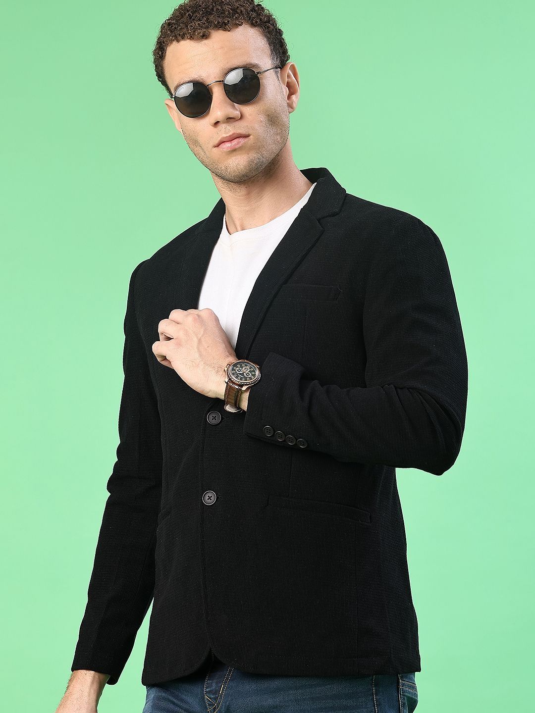 V-Mart Men Notched Lapel Long Sleeves Single Breasted Blazer-picture-53