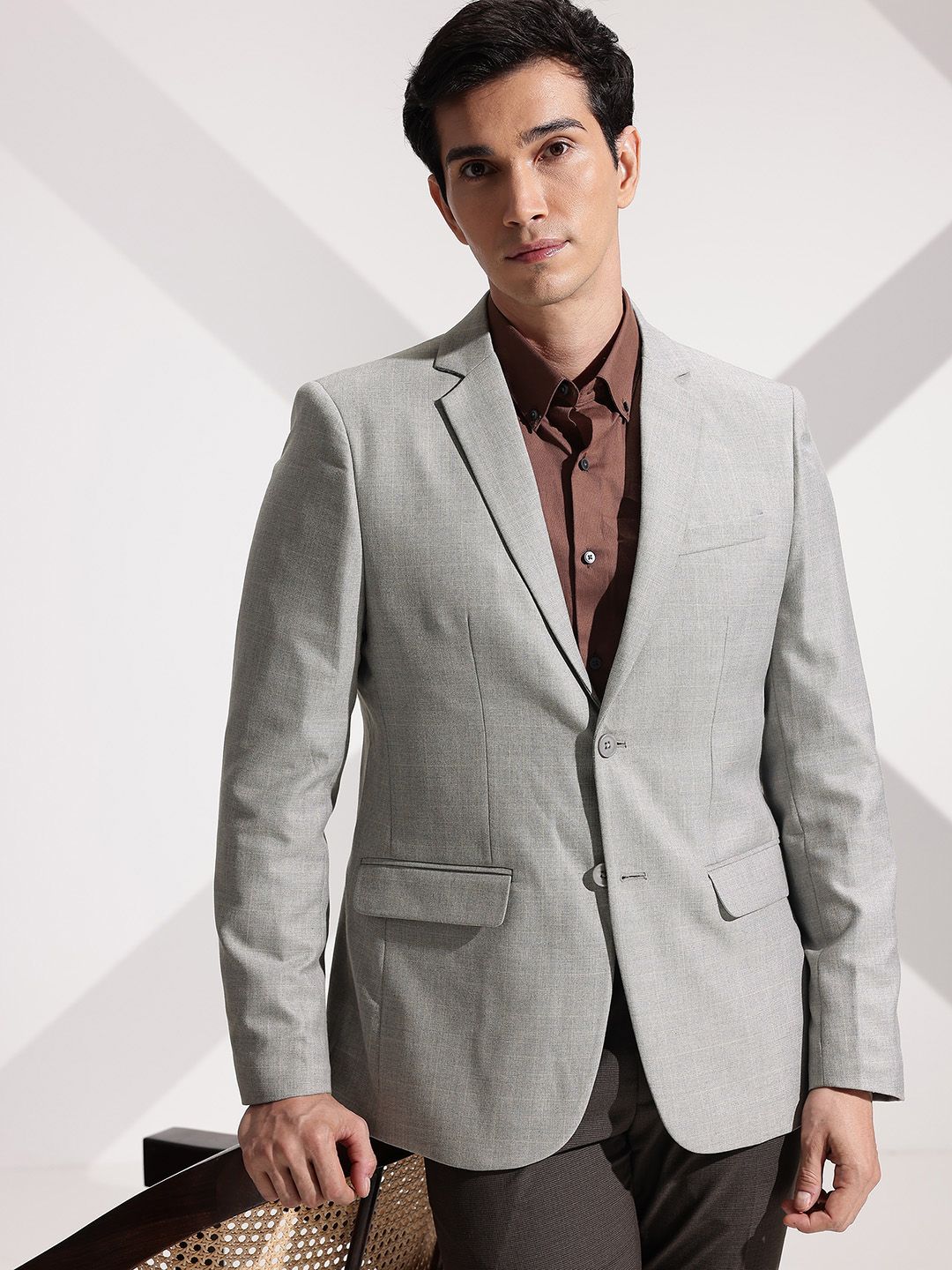 INVICTUS Checked Slim Fit Notched Lapel Single Breasted Formal Blazer-picture-36