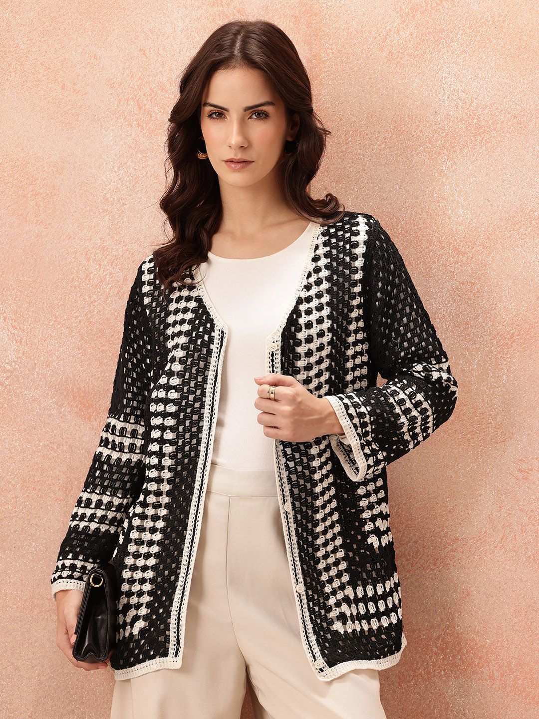 all about you Striped Button Shrug-image-31