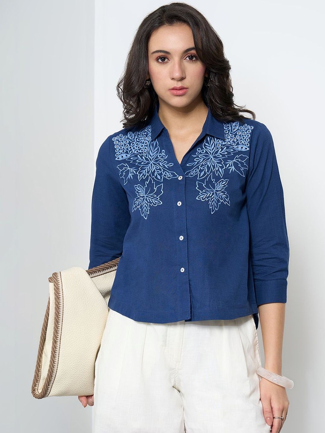 AKKRITI BY PANTALOONS Floral Embroidered Cotton Top-picture-12
