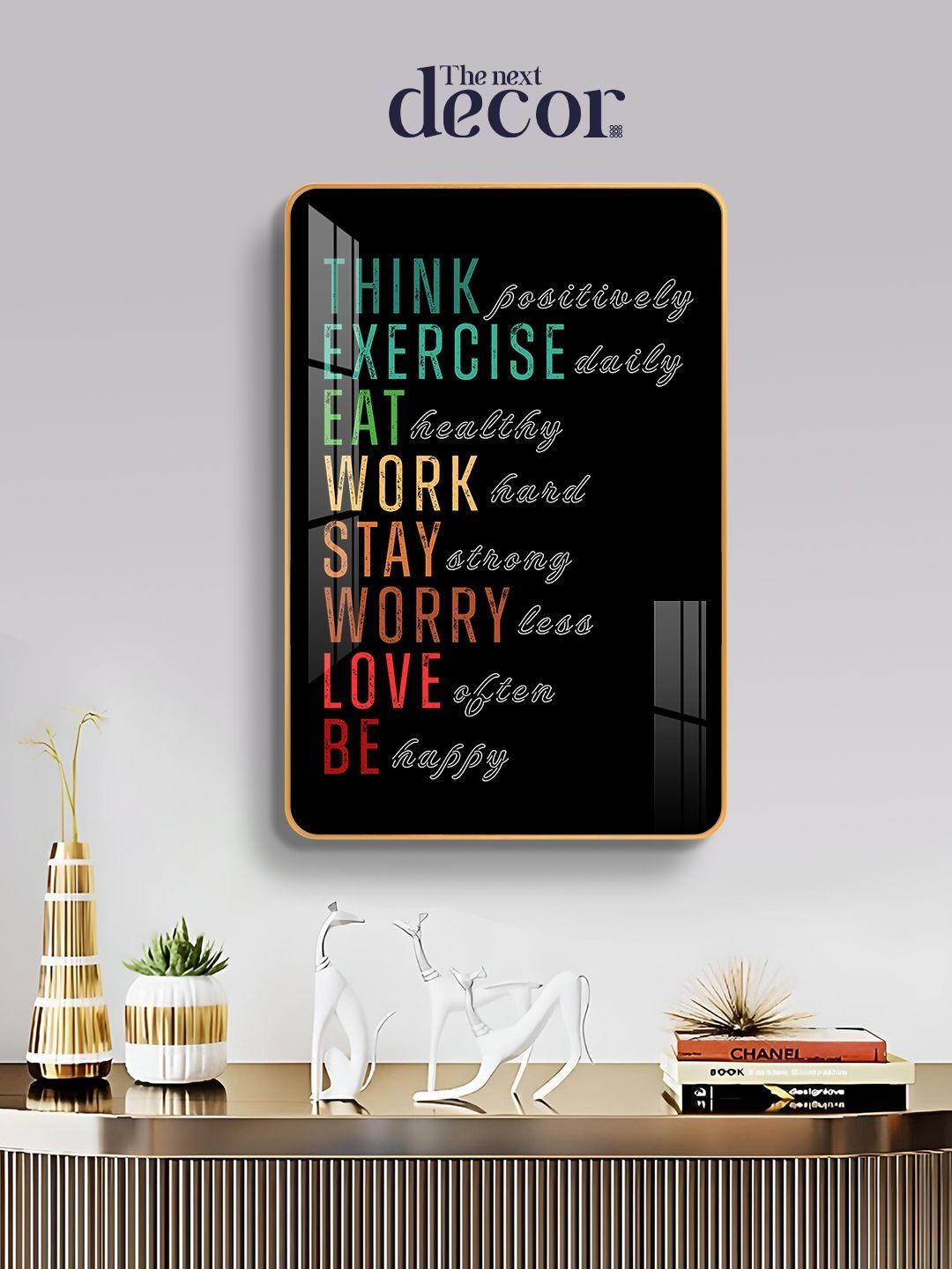 THE NEXT DECOR Black Glass Wall Paintings