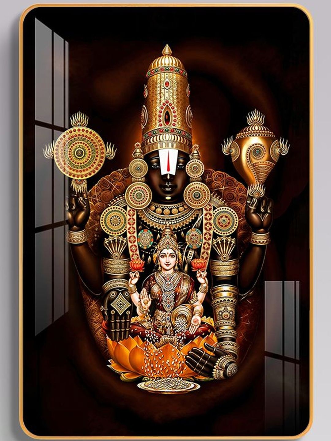 THE NEXT DECOR Brown Glass Religious Wall Paintings