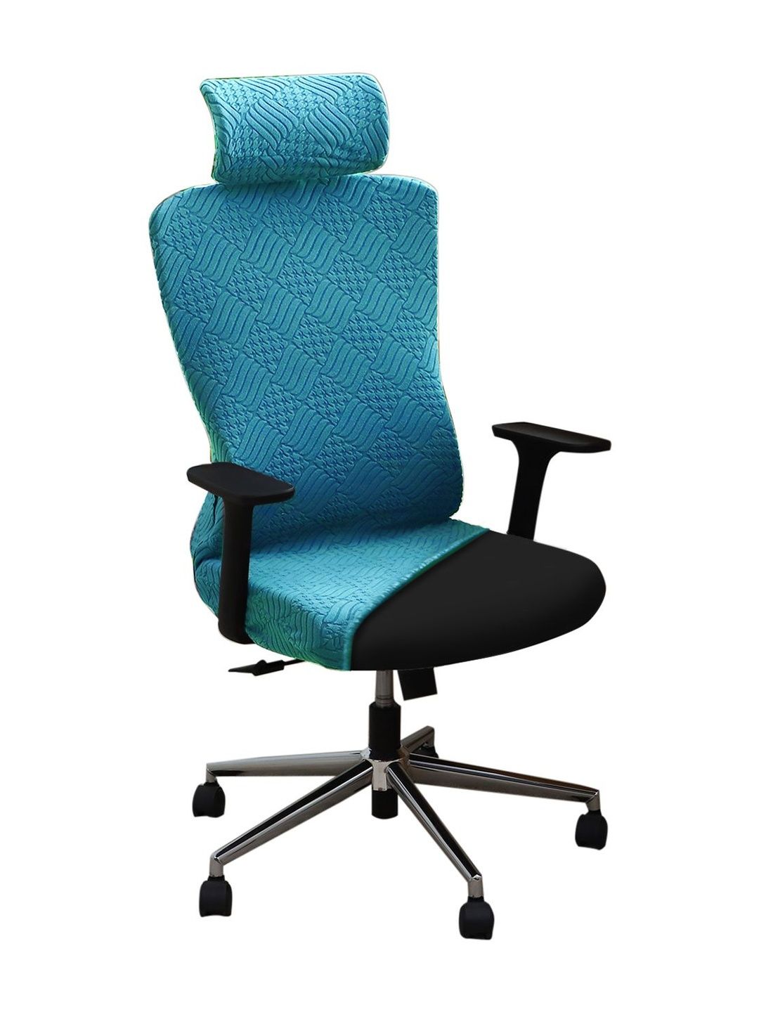HOKIPO Turquoise blue Textured 170 GSM Office Chair Cover-picture-33
