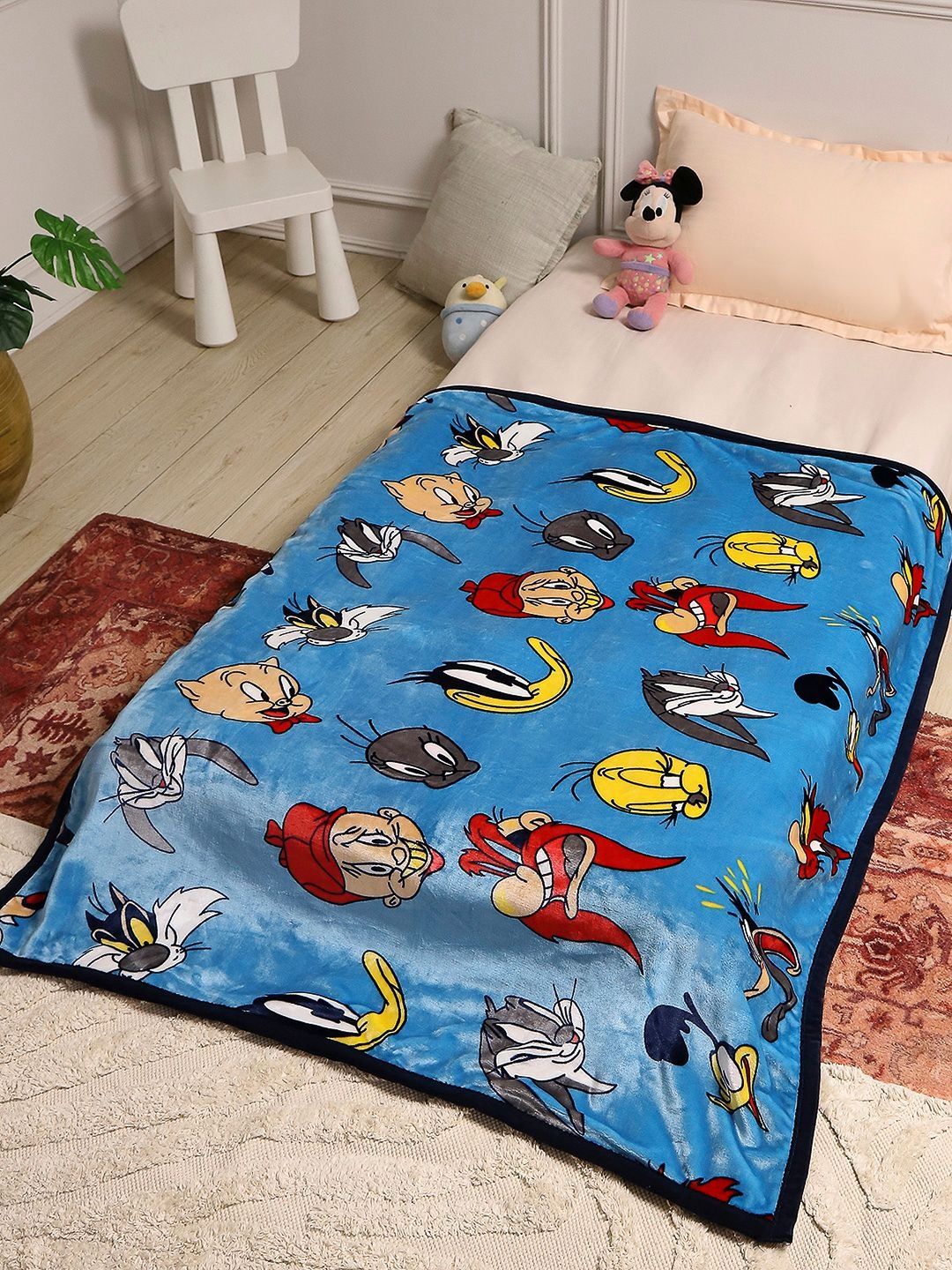 Monte Carlo Blue & Blue Cartoon Characters 600 GSM Blanket-picture-22