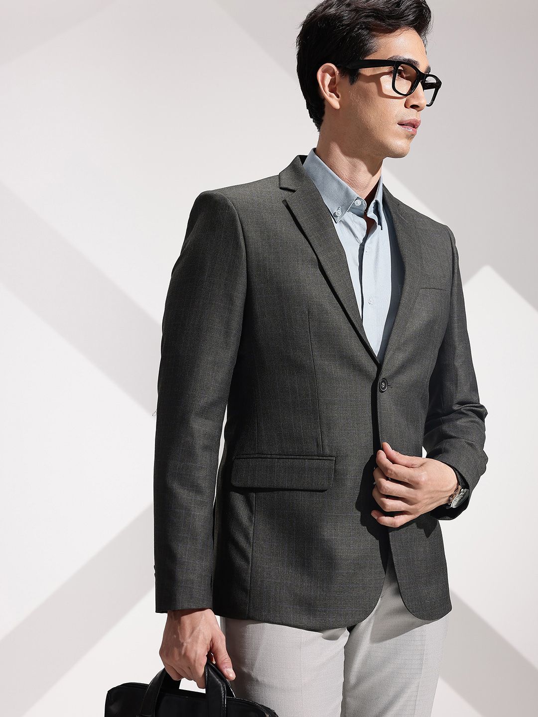 INVICTUS Checked Slim Fit Notched Lapel Single Breasted Formal Blazer-picture-34