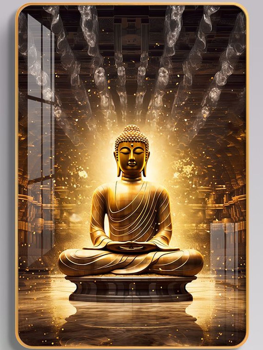 THE NEXT DECOR Gold-Toned Glass Religious Wall Paintings