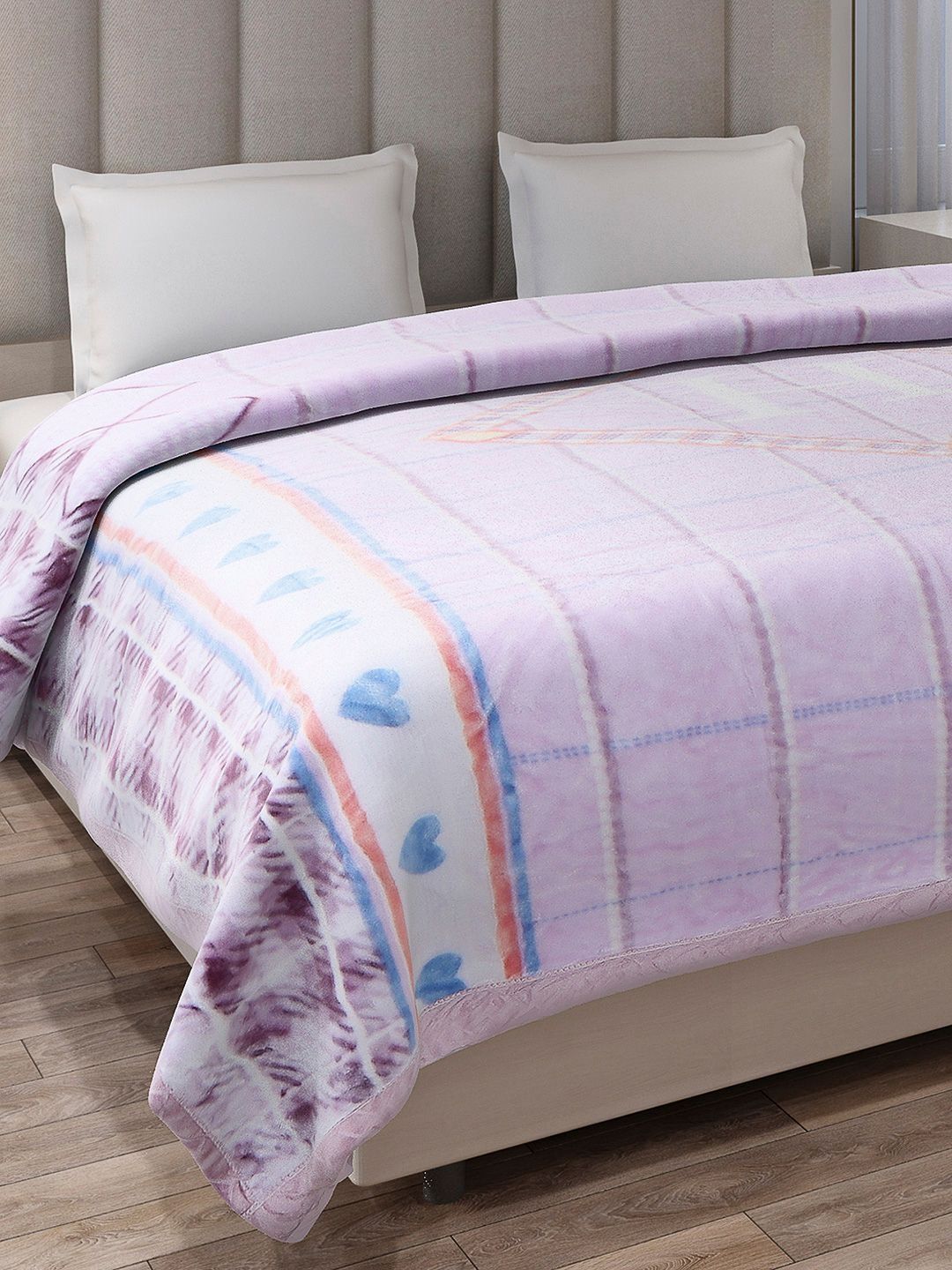 Monte Carlo White & Lavender Checked 600 GSM Blanket-picture-11