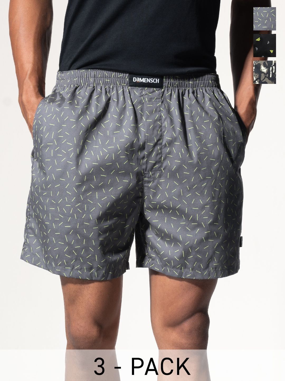 DAMENSCH Men Pack of 3 Abstract Printed Pure Cotton Boxers-picture-21