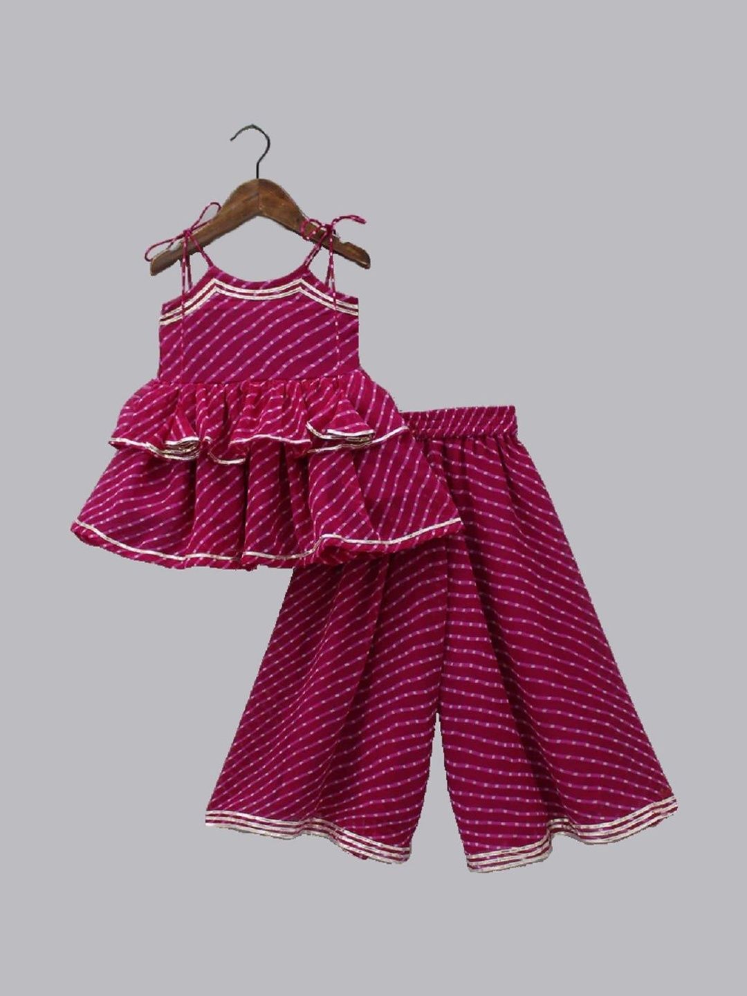 YK Girls Printed Tiered Gotta Patti Top with Palazzos-picture-35